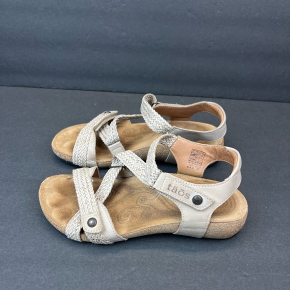 Taos Trulie Cork Wedge Strappy Braided Leather Sandal Tan/Brown US 6- 6.5 EU 37 - Picture 4 of 10